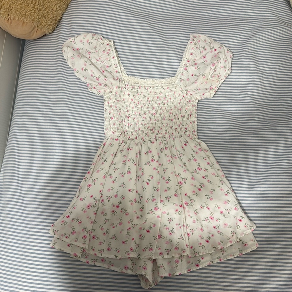 White and pink flower alter’d state romper dress